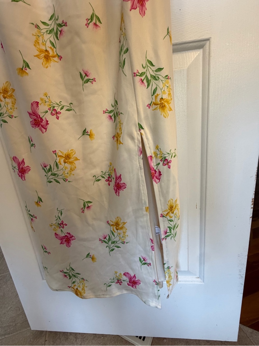 A New Day Floral Midi Dress XL Ruffle Sleeve Cream Spring Summer NWT - Picture 10 of 10